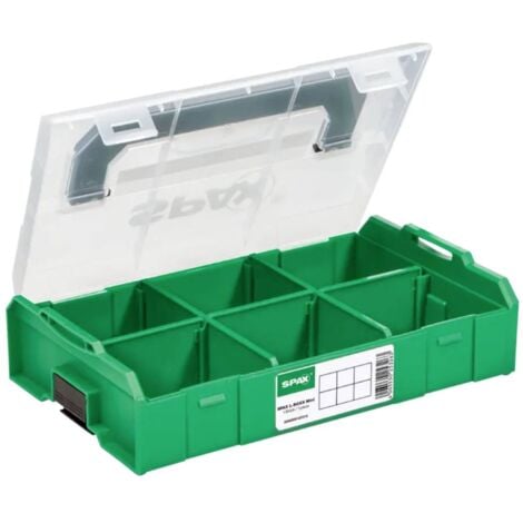 SPAX Coffret de rangement (L x l x H) 275 x 155 x 65 mm Nombre de compartiments: 6 Contenu 1 pc(s)