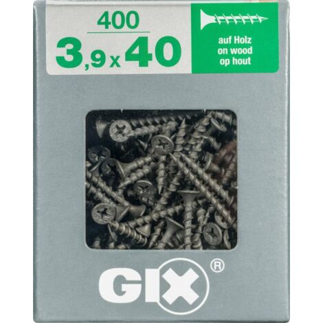 SPAX GIX-B Grobgewinde, 3,9 x 40 mm, 400 Stück, Vollgewinde, Trompetenkopf, Kreuzschlitz H2, Nadelspitze - 4891170390408