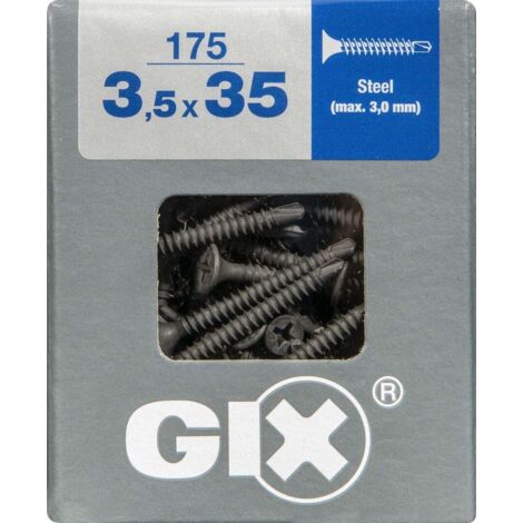 SPAX GIX-D Bohrspitze, 3,5 x 35 mm, 175 Stück, Vollgewinde, Trompetenkopf, Kreuzschlitz H2, Bohrspitze - 4991170350357