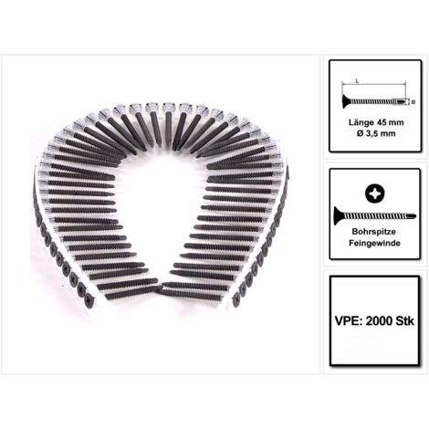 SPAX GIX-D Schnellbauschrauben 3,5 x 45 mm 2000 Stk ( 2x 1991170350456 ) Bohrspitze Phosphatiert Vollgewinde Trompetenkopf Kreuzschlitz H2