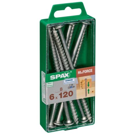Spax HI.FORCE, 6 x 120 mm, 8 unités, Filetage partiel, Tête disque, T-STAR plus T30, 4CUT, WIROX - 4251010601202