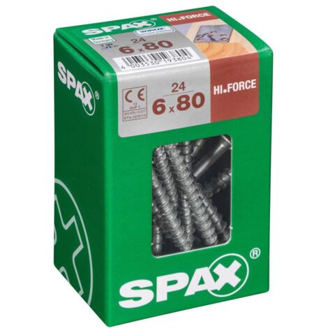 Spax HI.FORCE, 6 x 80 mm, 24 unités, Filetage total, Tête disque, T-STAR plus T30, 4CUT, WIROX - 4251010600807