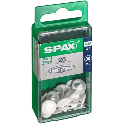 SPAX Kunststoff-Abdeckkappen für Kreuzschlitz Z2, weiß, 25 Stück - 4000002121001