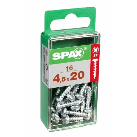SPAX Lot de 16 vis acier tête ronde torx SPAX, Diam.4.5 mm x L.20 mm