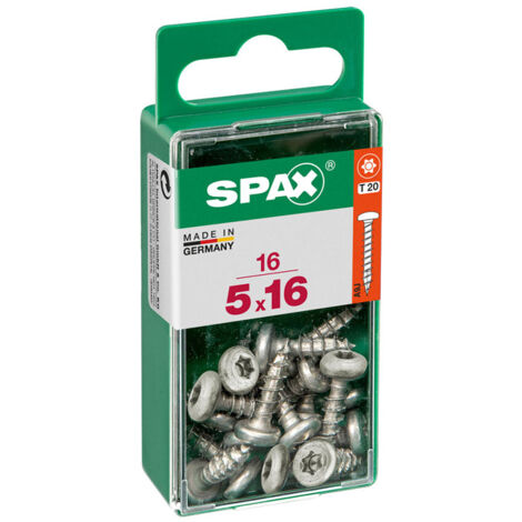 SPAX Lot de 16 vis acier tête ronde torx SPAX, Diam.5 mm x L.16 mm