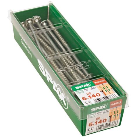 Spax – Lot de 20 vis à bois acier tête fraisée bombée Torx T30 – Diam. 6 mm x Long. 140 mm – Qualité professionnelle pour tous types de murs