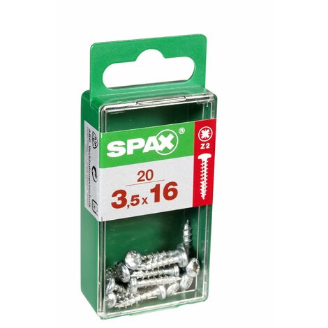 SPAX Lot de 20 vis acier tête ronde torx SPAX, Diam.3.5 mm x L.16 mm