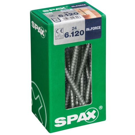 SPAX Lot de 24 vis acier tête cylindrique SPAX, Diam.6 mm x L.120 mm