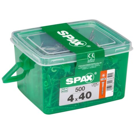 Spax – Lot de 500 vis acier tête fraisée Torx – Diamètre 4 mm – Longueur 40 mm – Pour murs intérieurs et bois dur