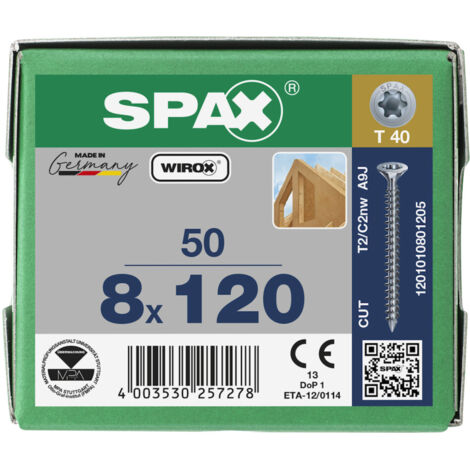 Spax-S 8x120 Senkmultikopf T-Star Plus T40 Vollgewinde Cut Wirox 50 St
