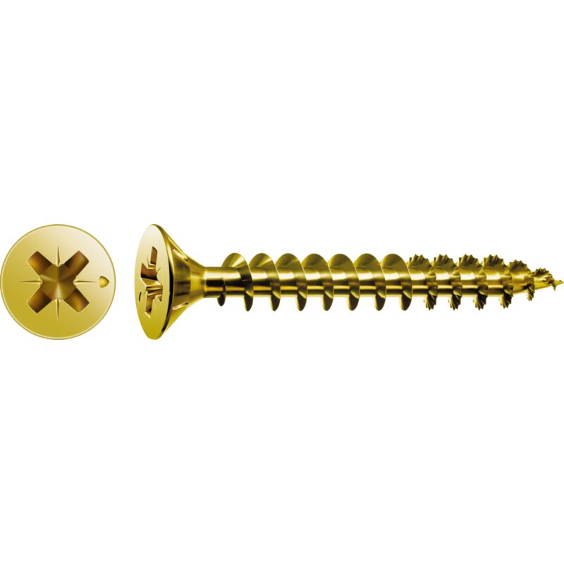 Spax - Universalschraube, 3 x 12 mm, 1000 Stück, Vollgewinde, Senkkopf, Kreuzschlitz Z1, S-Spitze, yellox - 1081020300125