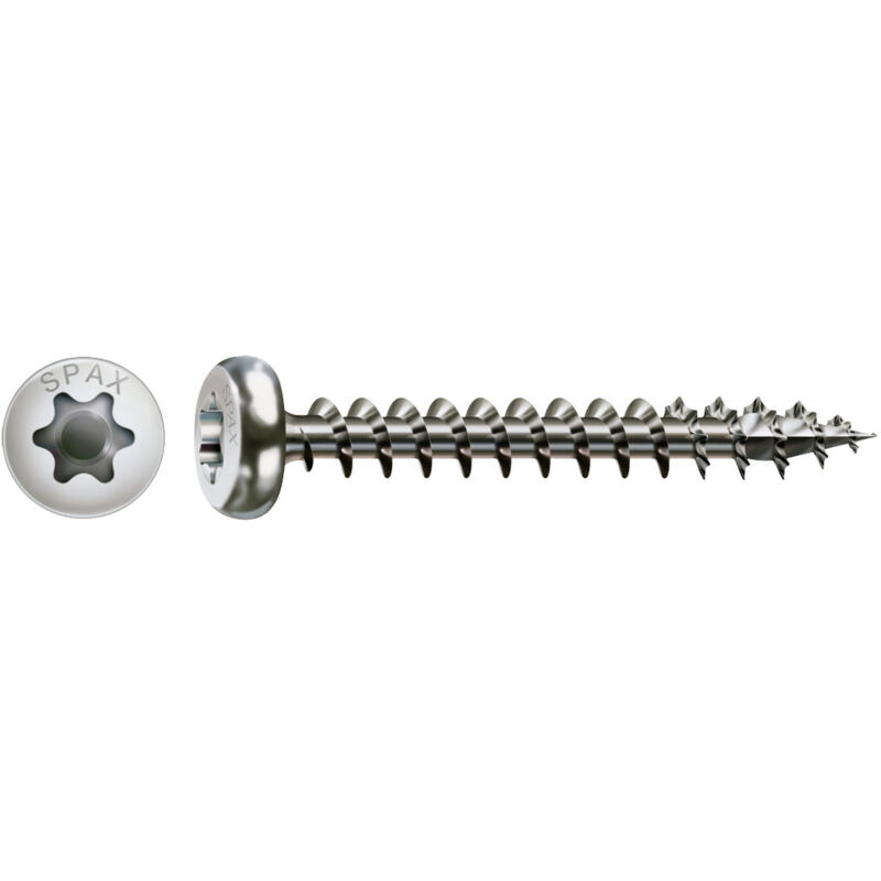 Spax - Edelstahlschraube, 3, 5 X 20 Mm, 200 Stück, Vollgewinde, Halbrundkopf, T-star Plus T15, 4cut - 0207000350203