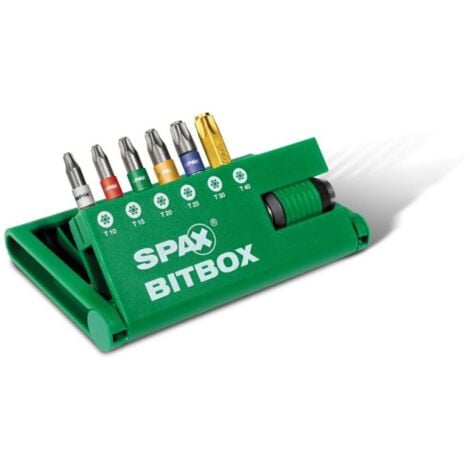 SPAX SPAX-BITBOX T-STAR plus, 6 Bits, T10, T15, T20, T25, T30, T40, Schnellwechsel Bit-Halter, 1 Stück - 4000007899019