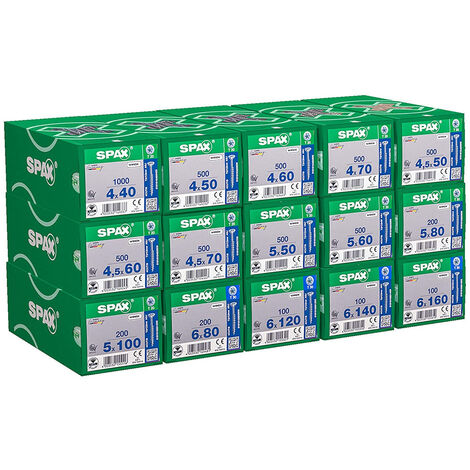 Spax SPAX-Heimwerker Set Smart, 15 Packungen, 5.900 Schrauben, Teilgewinde
