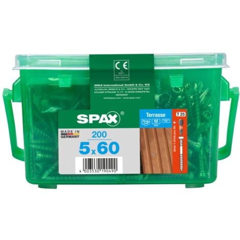 Spax Terrassenschrauben 5.0 x 60 mm TX 25 Zylinderkopf - 200 Stk. Terrassenschrauben