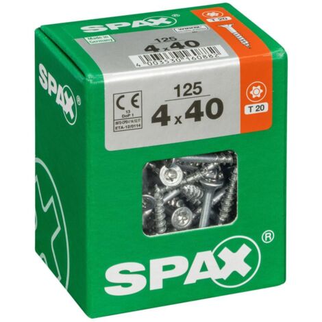 SPAX Universalschraube, 4 x 40 mm, 125 Stück, Teilgewinde, Senkkopf, T-STAR plus T20, 4CUT, WIROX - 4191010400407