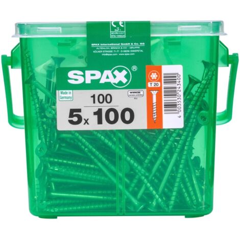 SPAX Universalschraube, 5 x 100 mm, 100 Stück, Teilgewinde, Senkkopf, T-STAR plus T20, 4CUT, WIROX - 4191010501009