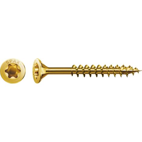 Spax Universalschraube 6 x 260 mm Senkkopf T-STAR plus Teilgewinde 4CUT Verzinkt, gelb passiviert A2L 100 Stk