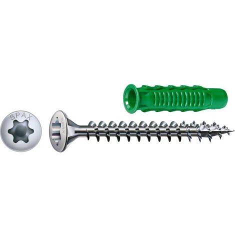 Spax Universalschrauben 4.5 x 50 mm TX 20 - 40 Stk. (+40 Dübel) Holzschrauben