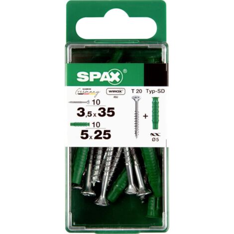 Spax Universalschrauben + Dübel 3.5 x 35 mm TX 20 - 10er Set Spanplattenschrauben & Holzbauschrauben