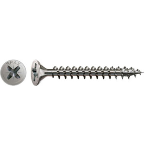 Spax Vis bois 4CUT Tête fraisée TF Pozi N°2 Inox A2 4X40 Filetage total-30 pièces