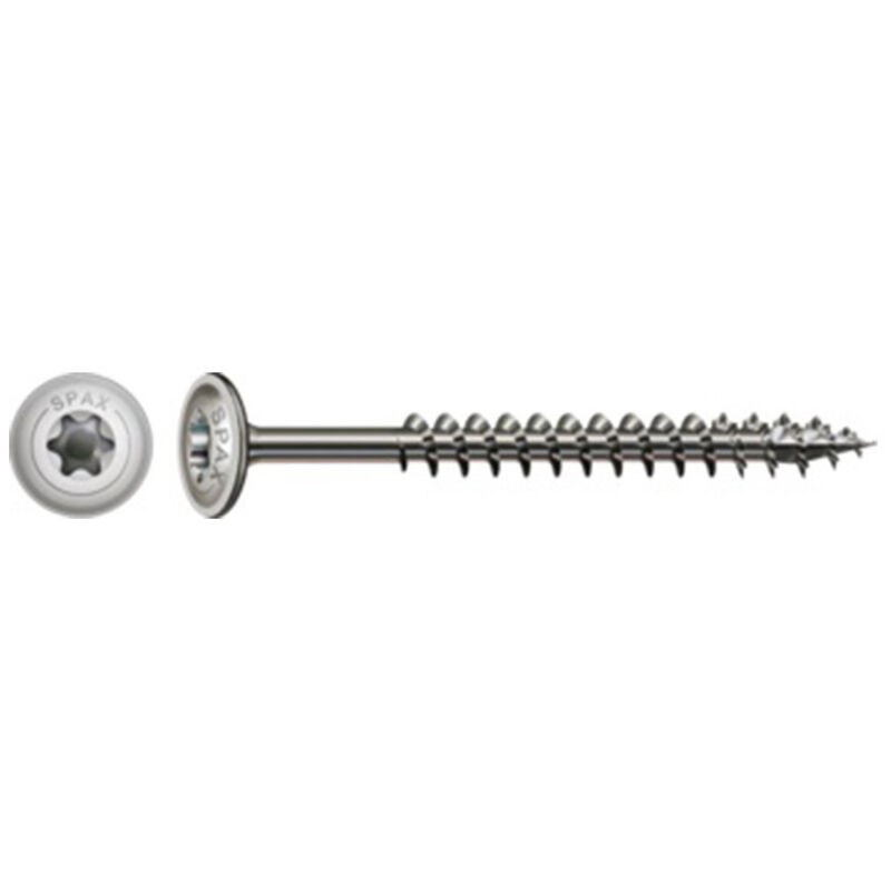 Spax Vis charpente tête disque Inox A2 8X180 Filetée sur 80 torx T45-10 pièces