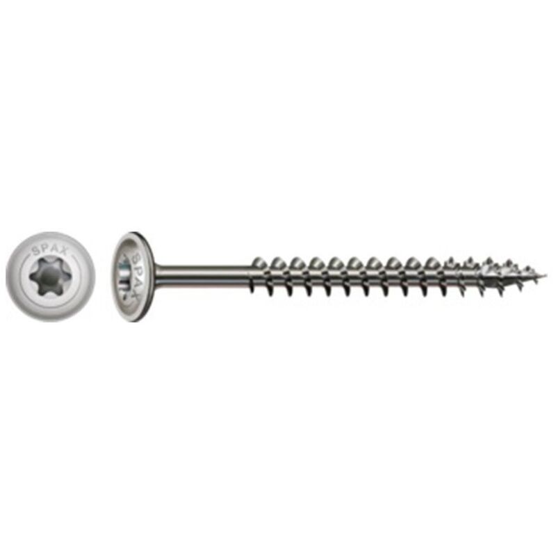 Spax Vis charpente tête disque Inox A2 8X180 Filetée sur 80 torx T45-30 pièces