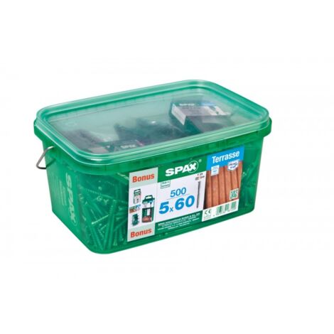 Spax – Vis spécial terrasse en acier inoxydable A2 5 x 60 mm – Tête cylindrique pour finition discrète – Lot de 1 – Résistance à la corrosion