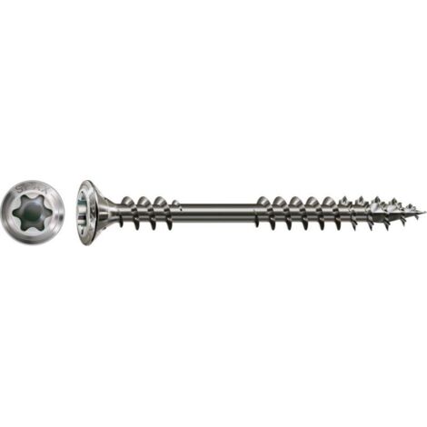 Spax – Vis à bois 4,5 x 60 mm – Lot de 100 – Acier inoxydable A2 – Tête bombée T-STAR plus T20 – Filetage de fixation pour terrasses en bois