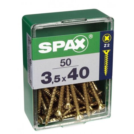 SPAX Vis universelle, 3,5 x 40 mm, 50 unités, Tête centrante, Tête fraisée, Cruciforme Z2, 4CUT, YELLOX - 4081020350402