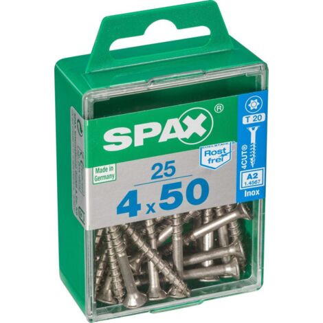 Spax Vis universelle acier inoxydable A2,4 x 50 mm ,25 Stk. - Boîte pro