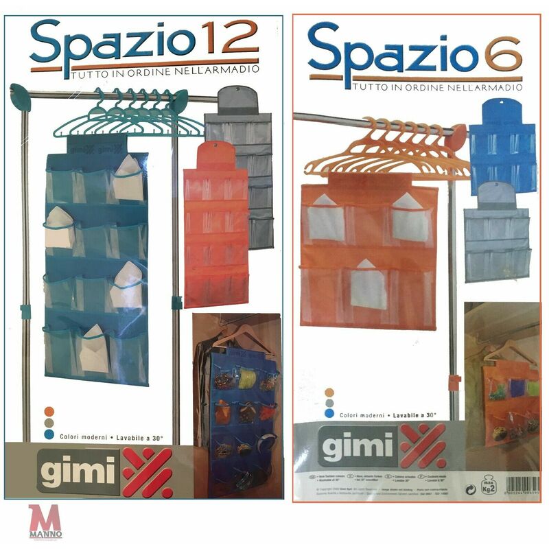 Image of Spazio 12/6 Gimi portatutto salvaspazio tasche armadio organizer contenitori Colore Grigio - Versione Spazio 6
