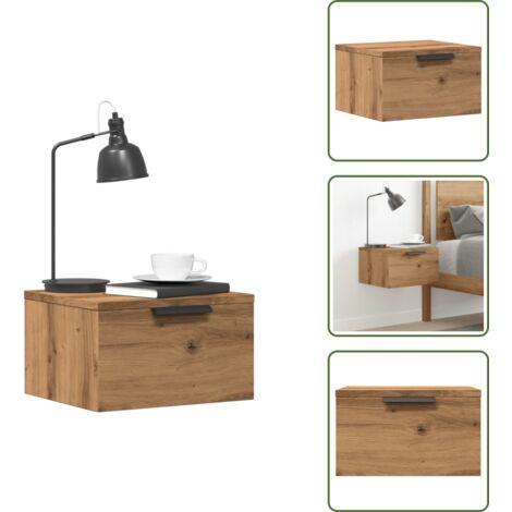 Spazio per oggetti - vidaXL Comodino a Muro Rovere Artigianale 34x30x20 cm - Piano robusto