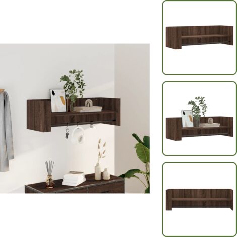 Spazio per oggetti - vidaXL Mensola a Muro Rovere Marrone 100x35x30,5 cm Legno Multistrato - Appendiabiti