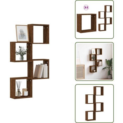 Spazio per oggetti - vidaXL Mensole a Cubo 4 pz Rovere Marrone 30x15x30 cm - Stoccaggio a parete