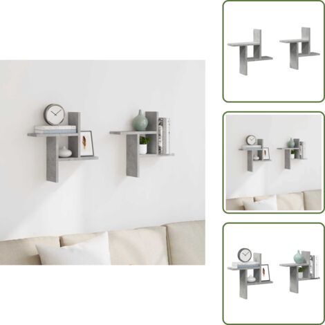 Spazio per oggetti - vidaXL Mensole a Muro 2pz Grigio Cemento 38x12x38 cm in Truciolato - Armadi per interni