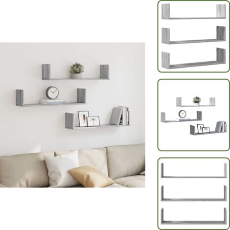Spazio per oggetti - vidaXL Mensole a Parete 3pz Grigio Sonoma 80x18x18 cm in Truciolato - Armadi per interni