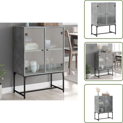 Spazio portaoggetti - vidaXL Mobile con Ante in Vetro Grigio Cemento 69x37x100 cm - Organizzazione