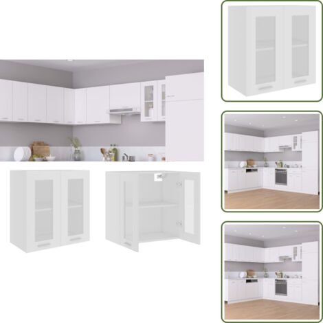 Spazio salvaspazio - vidaXL Mobile Pensile con Vetro “Lyon” Bianco 60x31x60 cm - Cucina