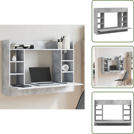 Spazio salvaspazio - vidaXL Scrivania a Parete Grigio Cemento 105x48x75cm Legno Multistrato - Mobile da parete