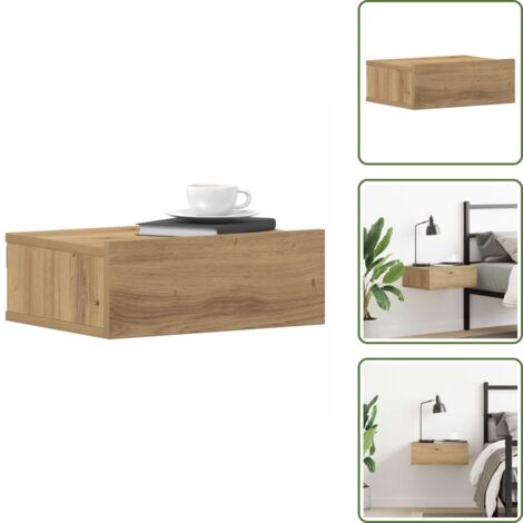 Spazio - vidaXL Comodino Pensile Rovere Artigianale 40x32x15 cm in Truciolato - Comodino in legno