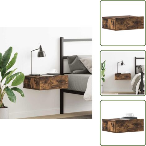Spazio - vidaXL Comodino Pensile Rovere Fumo 40x30x15 cm in Legno Multistrato - Comodino in legno