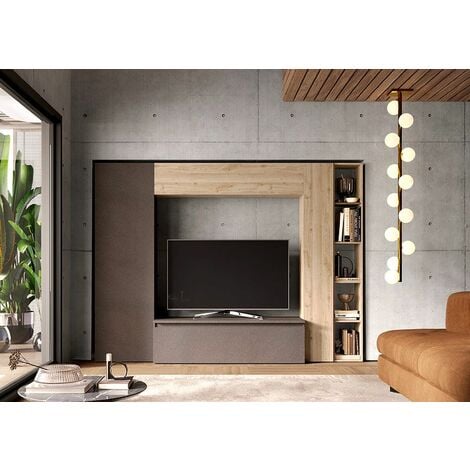 Mobile TV design metallo nero KARL ripiano basso L160 cm - Miliboo