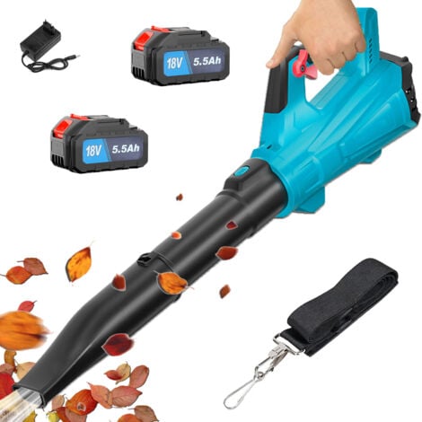 PEDONY Spazzaneve, soffiatore per foglie senza spazzole e senza fili soffiatori, 510CFM, 6variabili per soffiare foglie, polvere, neve, 2 batterie da 5,5 A + caricabatterie, compatibili con batterie Makita