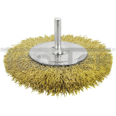 SPAZZOLA A DISCO TRAPANO CIRCOLARE OTTONE 100mm ATTACCO 1/4" TOTAL