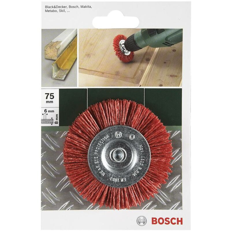 Image of Bosch Accessories Spazzole a disco per trapani - filo in nylon con disco in corindone K80, 100 mm Ø gambo 6 mm 26092565