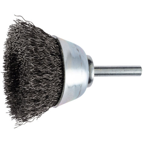 Spazzola a tazza D.50mm gambo 6mm spessore filo 0.3mm STA 10500min-¹ LESSMANN