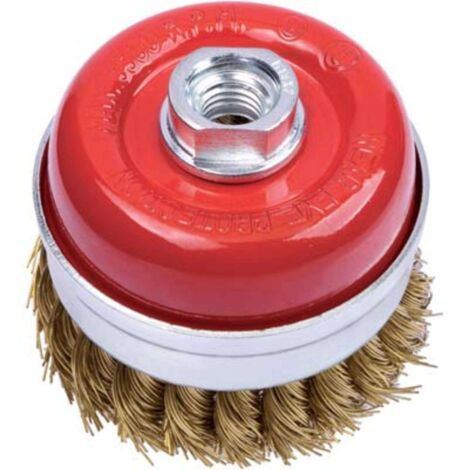 Spazzola a tazza fili acciaio ritorti per smerigliatrice - Misure: Ø mm 65 foro filettato 14 MA PG 485.70