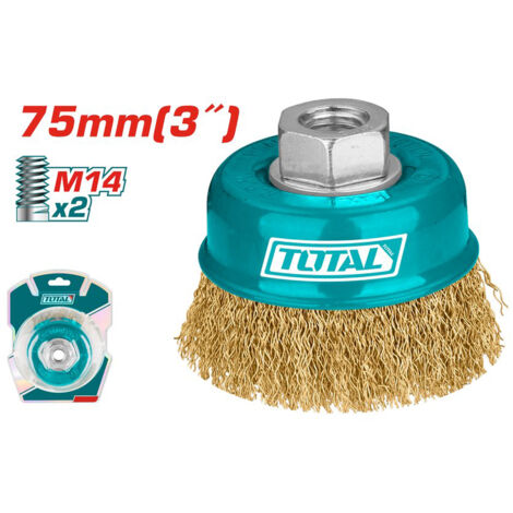 SPAZZOLA A TAZZA FLEX SMERIGLIATRICE METALLICA OTTONE Ø75mm ATTACCO M14 TOTAL