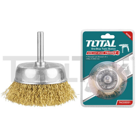 SPAZZOLA A TAZZA TRAPANO CIRCOLARE OTTONE 75mm ATTACCO 1/4″ TOTAL